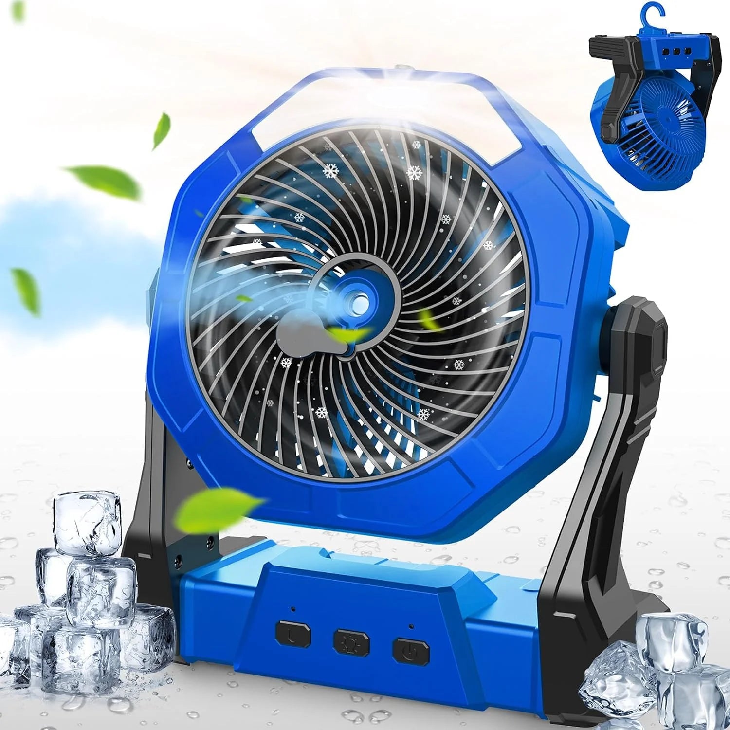 Special Ausic Portable Misting Fan, Outdoor Rechargeable Fan, LED Light, Hook, 35H - Image 6
