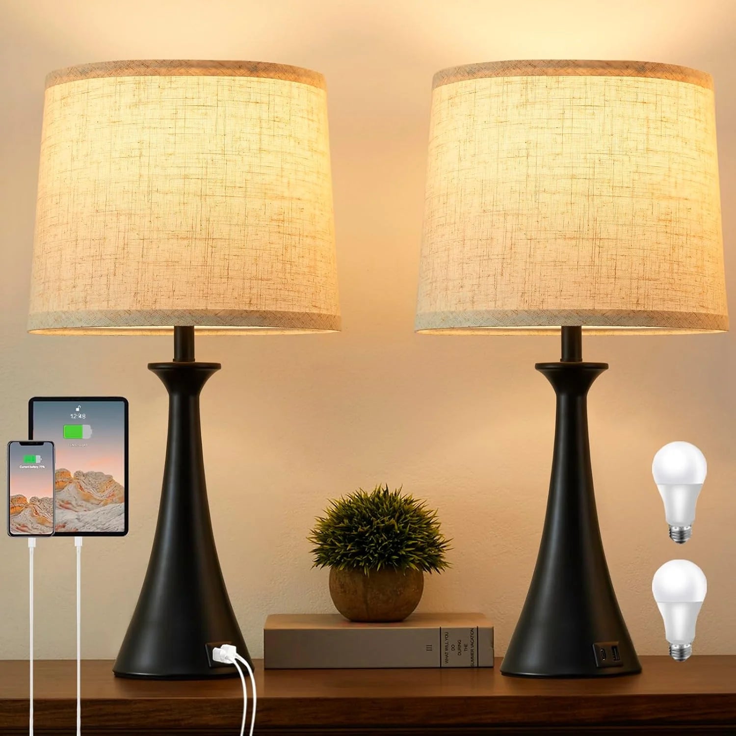 Discount Hikczc Touch Lamp for Living Room Bedroom, Dimmable, Bulb Included - Image 5