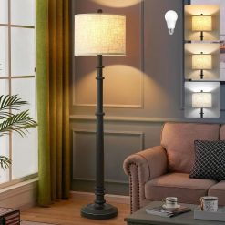 Alternative view of Discount Floor Lamp, Vintage Standing Lamp Reading Light with Linen Shade Retro Tall Lamp for Bedroom Office