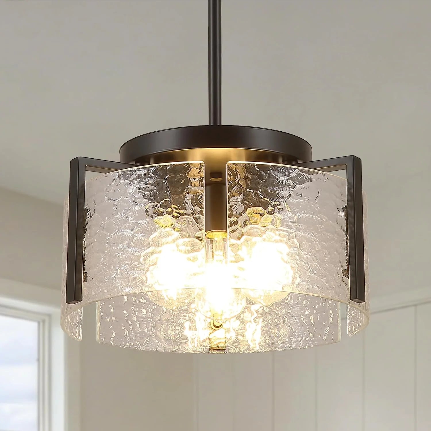 Discount Chandeliers for Dining Room Light Fixture, Adjustable Glass Modern Farmhouse Chandelier for Entryway - Image 2