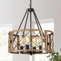 Alternative view of Discount SANTOSTOCK D19” Farmhouse Chandelier, Rustic Hanging Lights for Entryway Foyer Bedroom Living Room