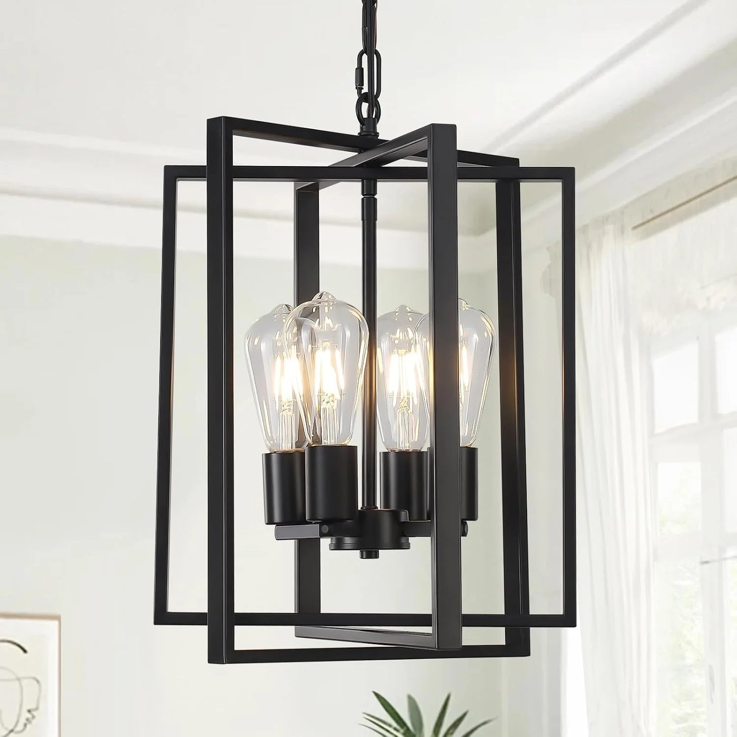 Discount Black Farmhouse Modern Chandelier Light Fixture for Dining Room, 3 Light - Image 2