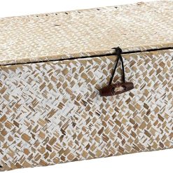 Alternative view of Discount Shelf Baskets Bin with Lid Large Handwoven Basket Box, Coffee, Natural Seagrass Storage Baskets