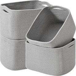 Alternative view of Discount Baskets for Organizing 12.5×9.1×7.9 (4 Packs) Off White, Storage Bin for Shelves, Woven Cotton Rope Basket