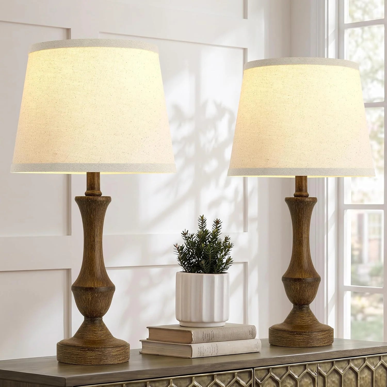 Discount Luvkczc Table Lamp Set of 2, 19 Farmhouse Vintage Bedside Lamps for Living Room & Bedroom - Image 4