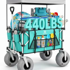 Alternative view of Discount Beach Wagon with Big Balloon Wheels for Sand, 200L Extra Large Beach Cart with Canopy