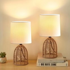 Alternative view of Discount EJIAXIN Table Lamps Set of 2-13.5 Small Boho Lamp, Farmhouse Rustic Ceramic Table Lamp for Bedroom