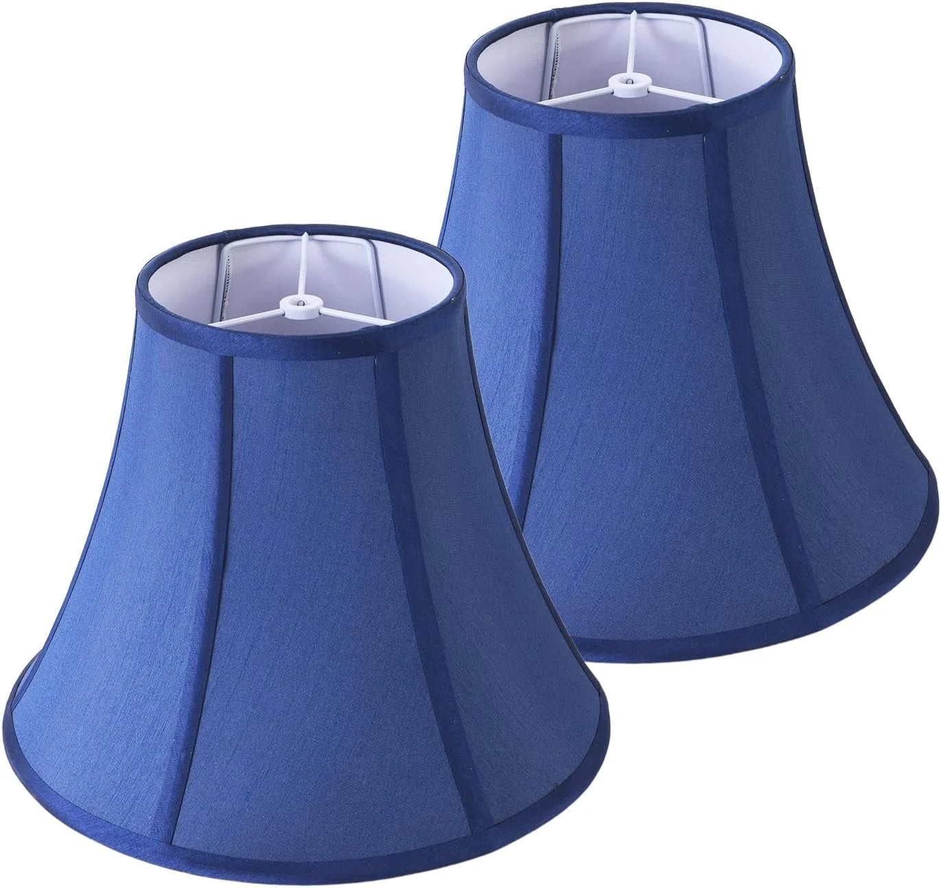 Discount White Bell Lamp Shades Set of 2 Medium Shade 6.7“Top x 13“Bottom x 10“High(Spider) Traditional Lampshade - Image 3