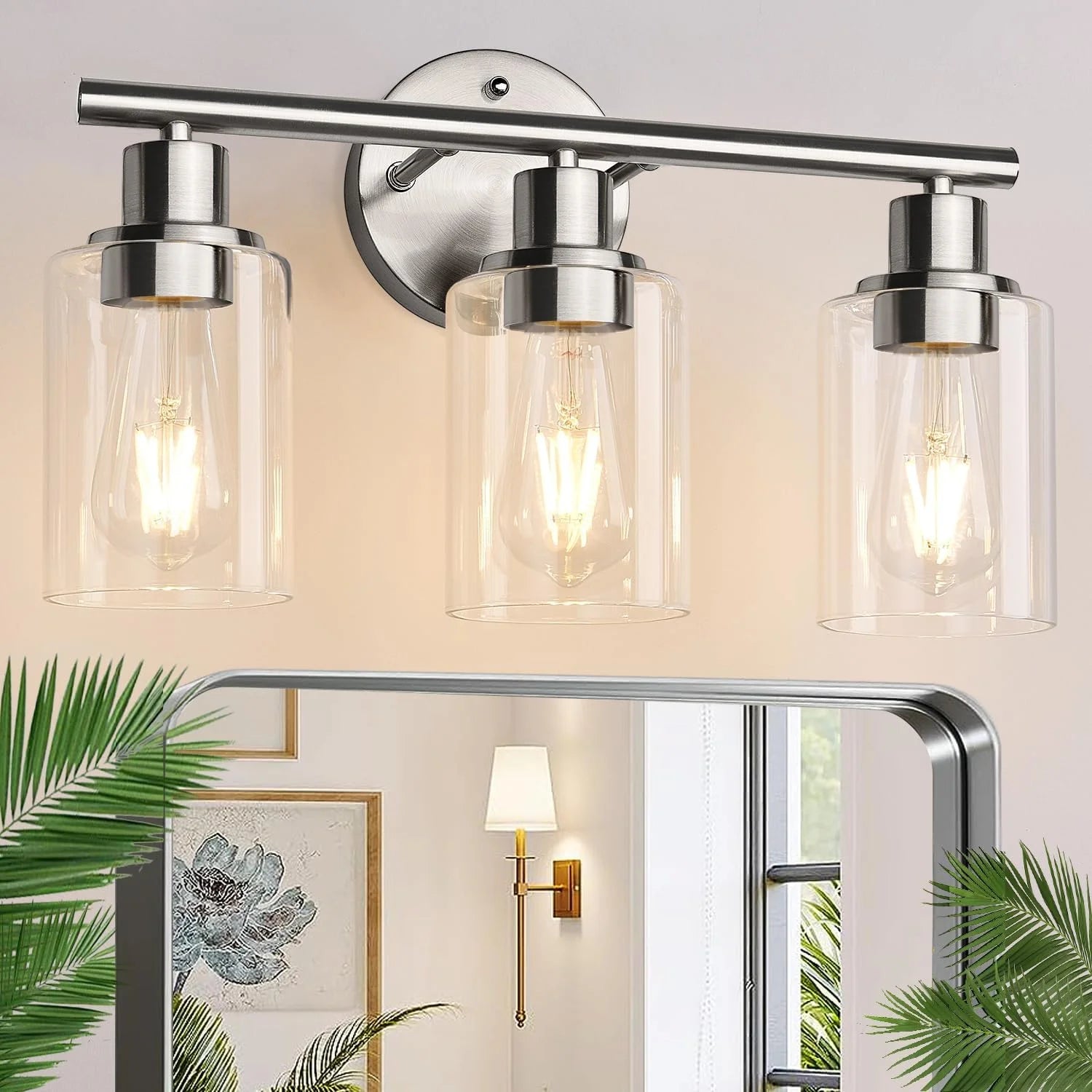 Discount Zarbitta 3-Light Bathroom Light Fixtures, 17.23 Black Modern Vanity Lights with Clear Glass Shade - Image 18