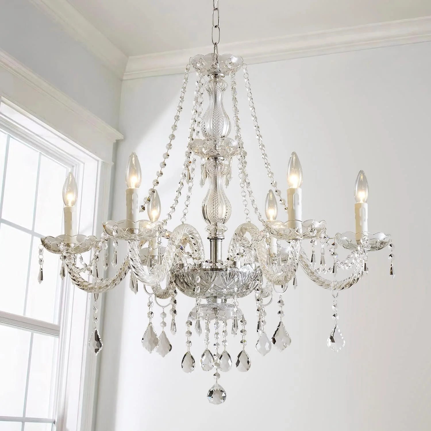Discount Mossi 5 Light Modern Contemporary Elegant K9 Crystal Glass Chandelier Pendant Ceiling Lighting Fixture - Image 9