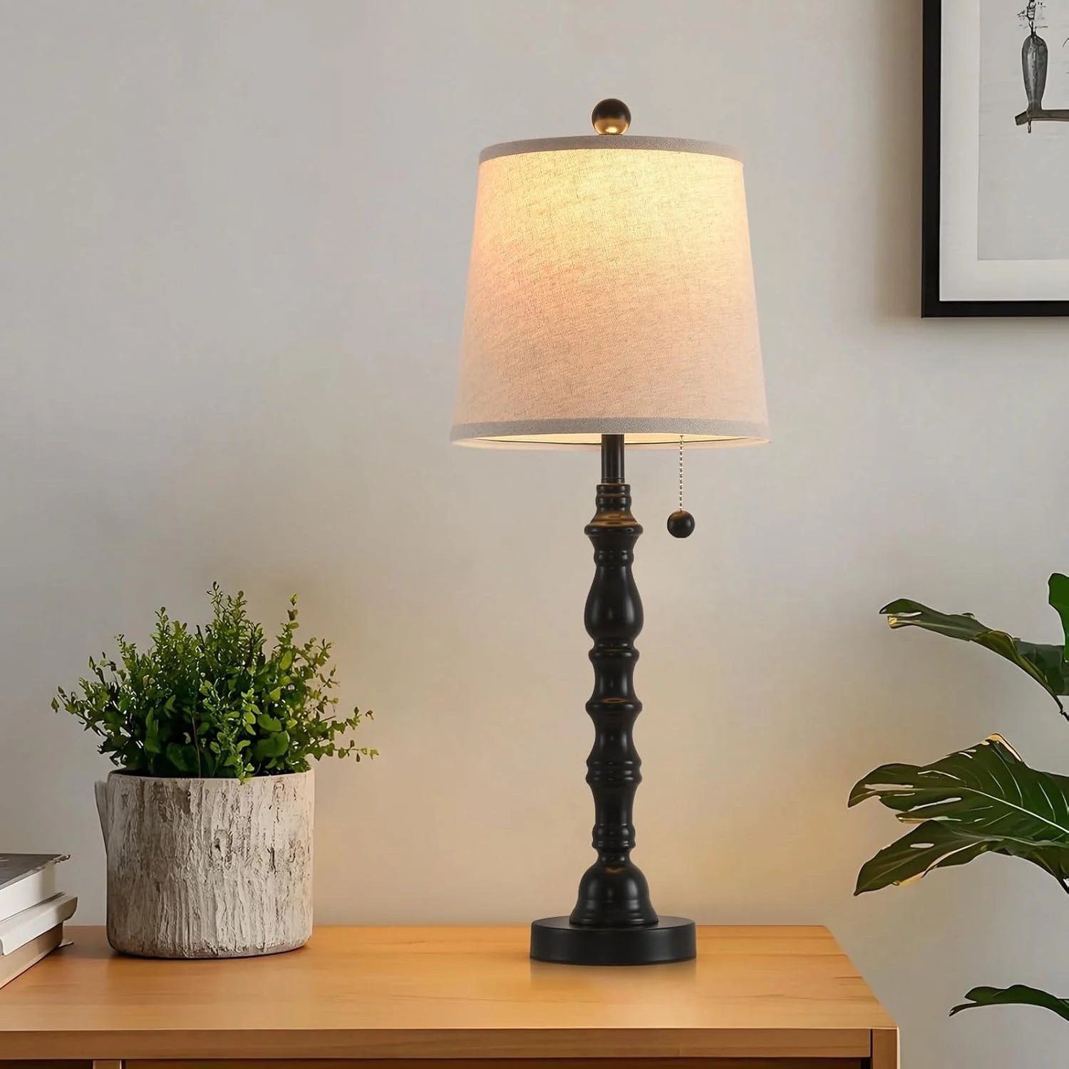 Discount Modern Farmhouse Table Lamp Bedside Reading Lamps Living Room End Tables Set Lamps for Night Stands Bedroom - Image 9