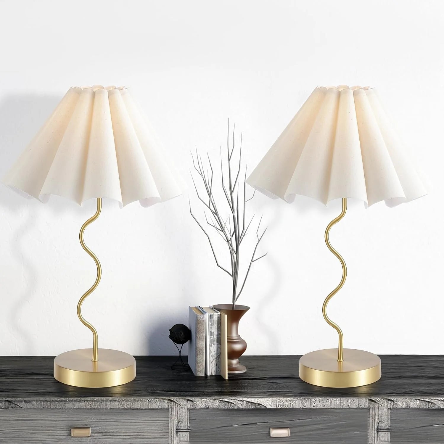 Discount Pleated Table Lamp, Modern Lamp for Bedroom Home Office Decor