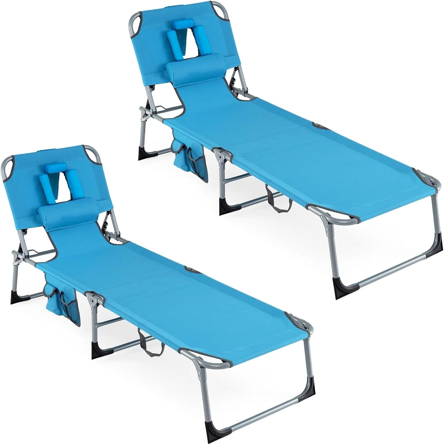 Discount Tanning Chair with Face Hole, Folding Beach Lounge Chair with 4-Position Adjustable Backrest, Camping (1 - Image 10
