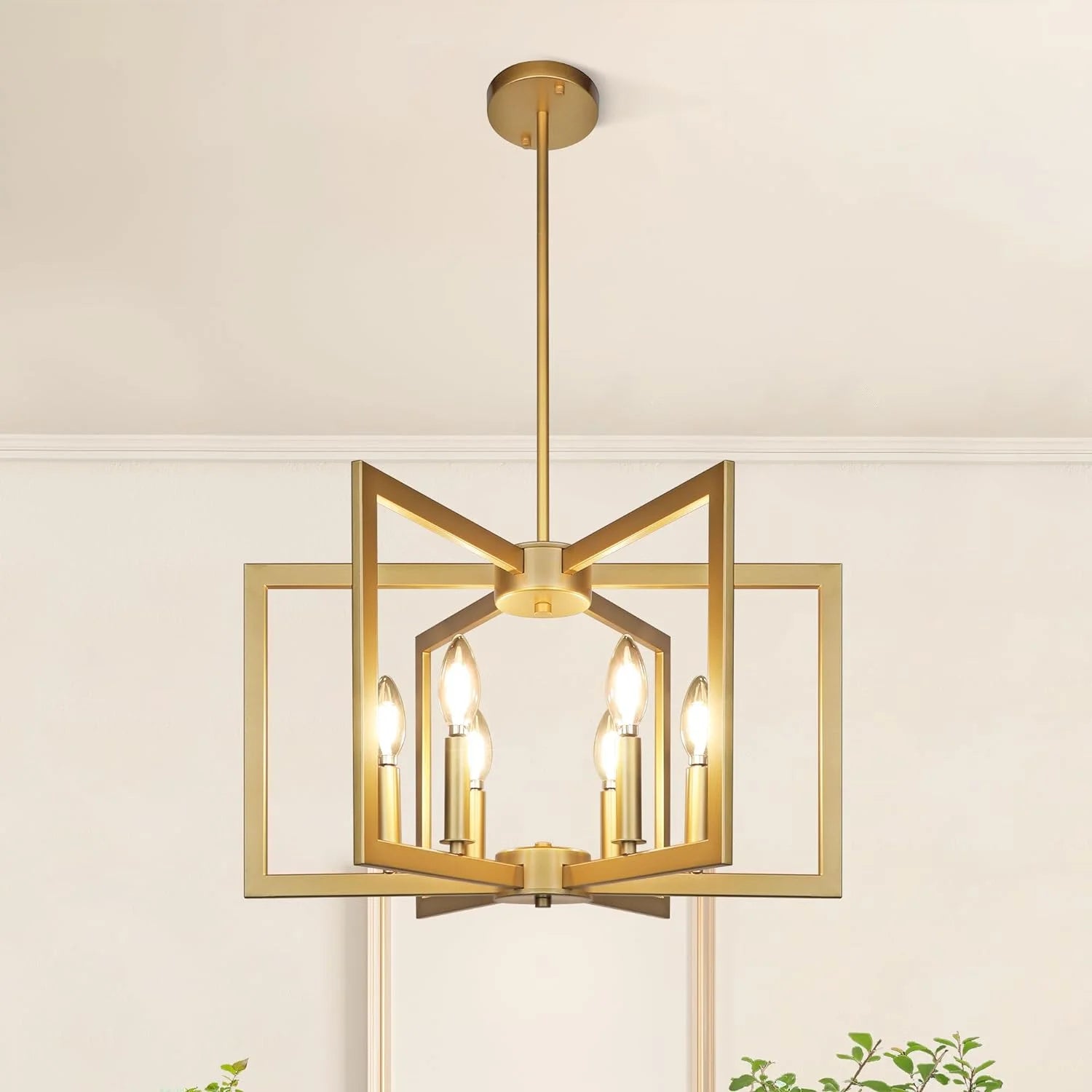 Discount 6-Light Gold Pendant Light, Modern Farmhouse Dining Room Light Fixtures Over Table - Image 4