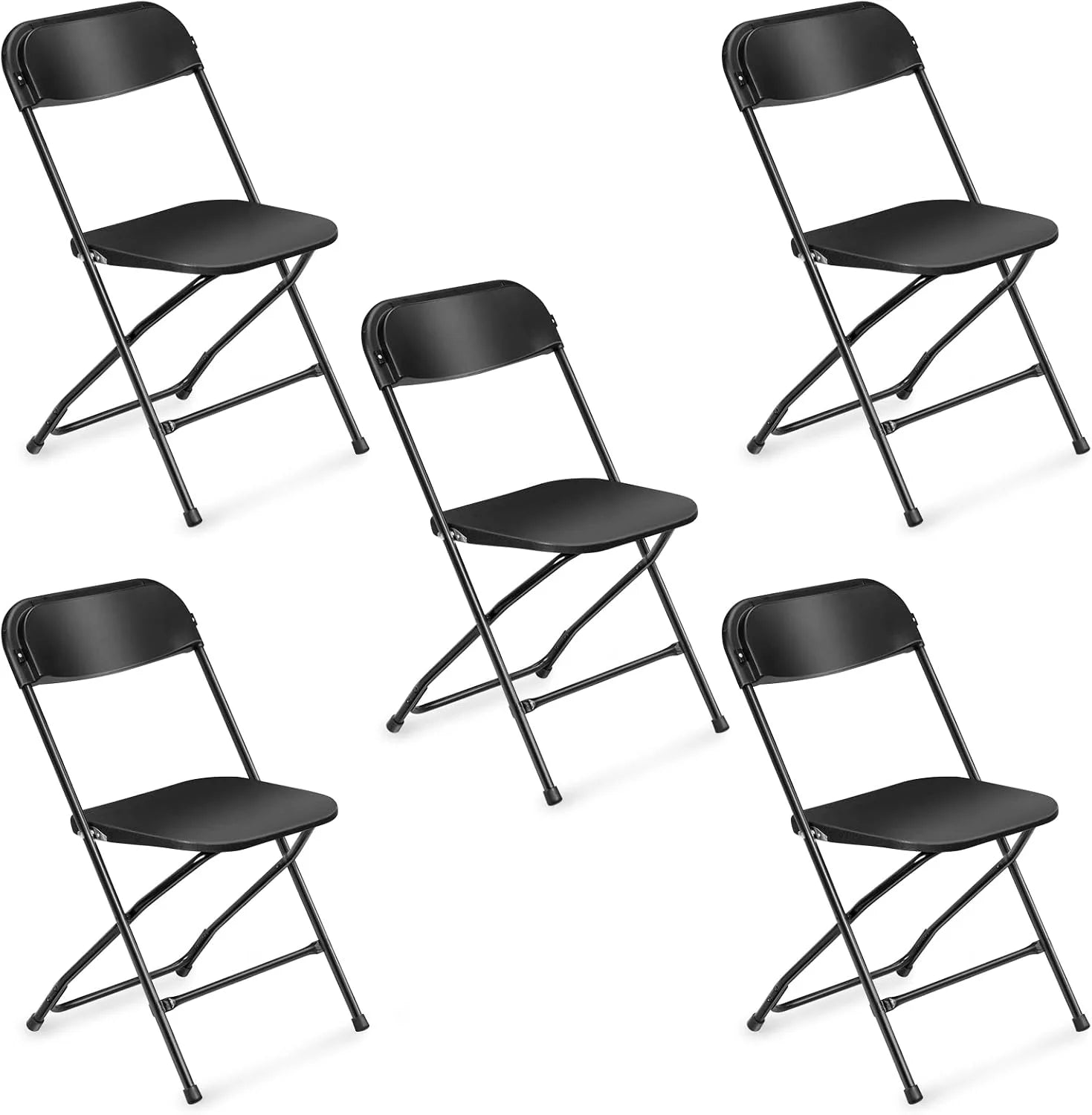 Discount 10 Pack White Plastic Folding Chair, Indoor Outdoor Portable Stackable Commercial Seat with Steel Frame 350lb. - Image 2