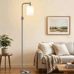 Discount Dimmable Floor Lamp for Living Room with Clear Glass Lampshade, Bulb Included, 900LM, Arc Standing Tall Lamp for Bedroom