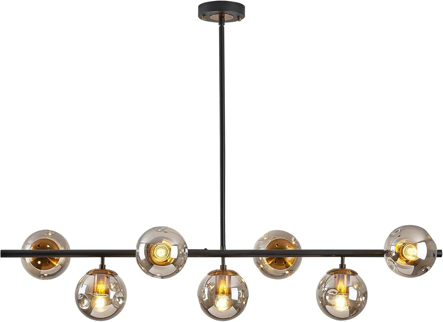 Discount 6-Light Glass Globe Sputnik Chandelier Modern Matte Black and Gold Ceiling Light Fixture Vintage Hanging - Image 3