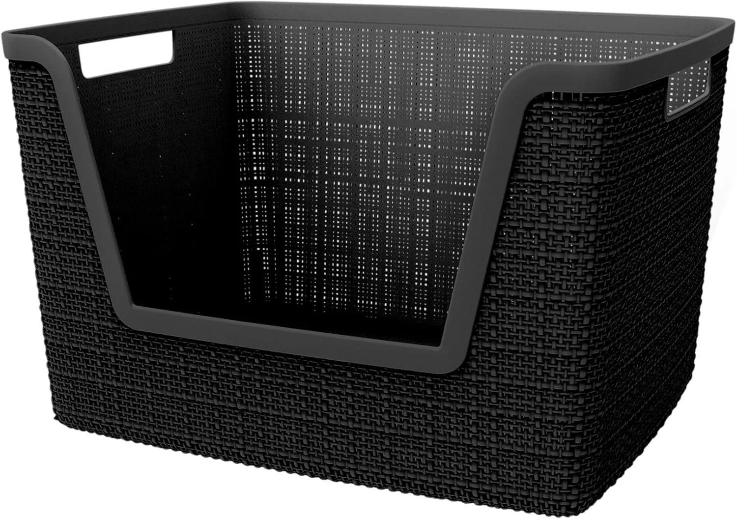 Discount Curver Set of 4 Large Cube 17L Jute Decorative Plastic Organization and Storage Baskets, Perfect Bins for Home - Image 9