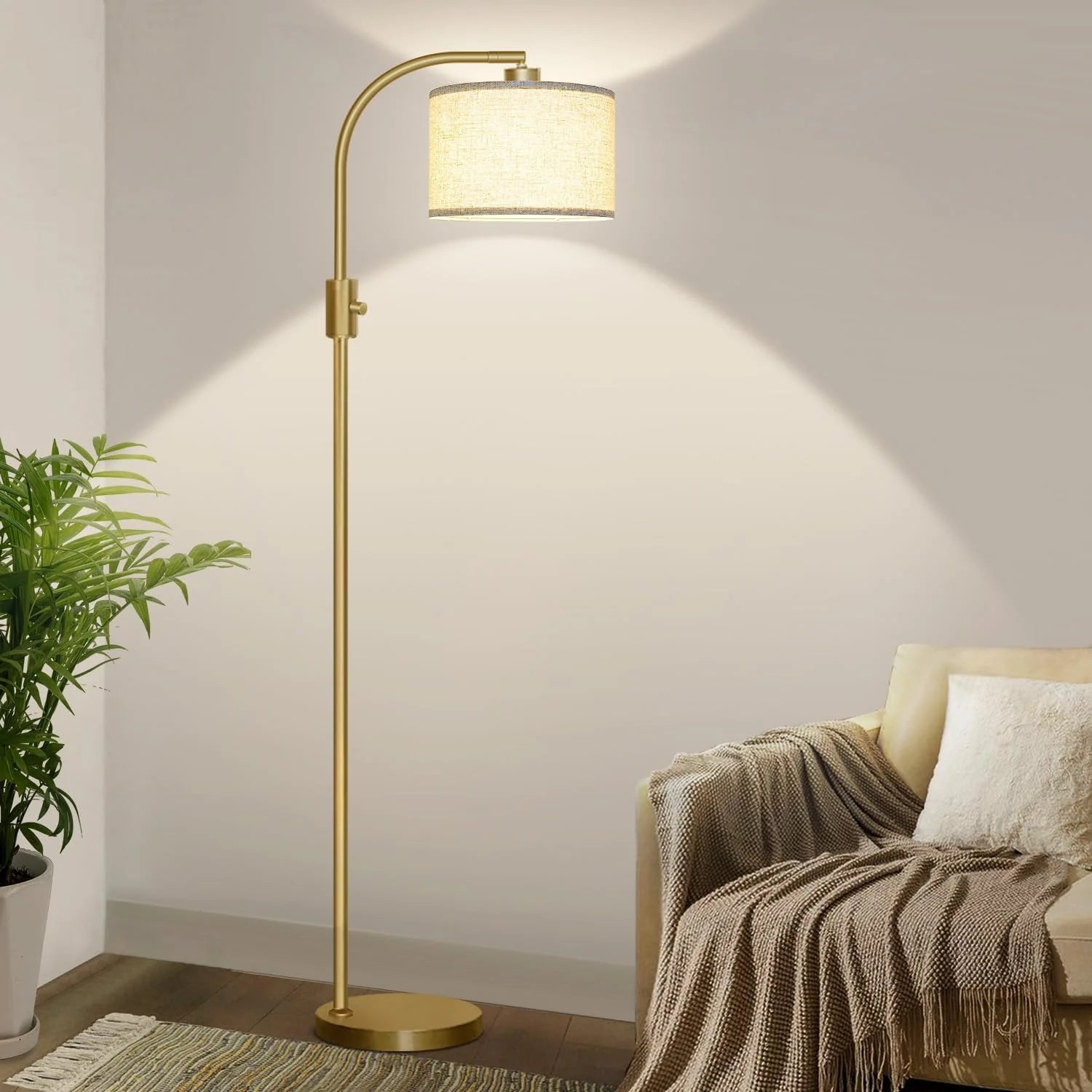 Discount Nintiue Upgraded Modern Arc Dimmable Tall Standing Floor Lamp with Linen Shade, Bulb Included - Image 10