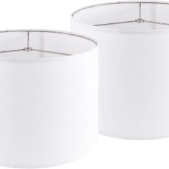 Discount Fabric Drum Lamp Shade with Embroidered Leaf Trim 13 Top x 13 Bottom x 10 High (Spider) Set of 2 Medium Lamp