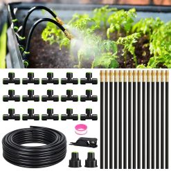 Discount 50FT Drip Irrigation System, Garden Watering Kit with 15pcs 360°Adjustable Copper Nozzles