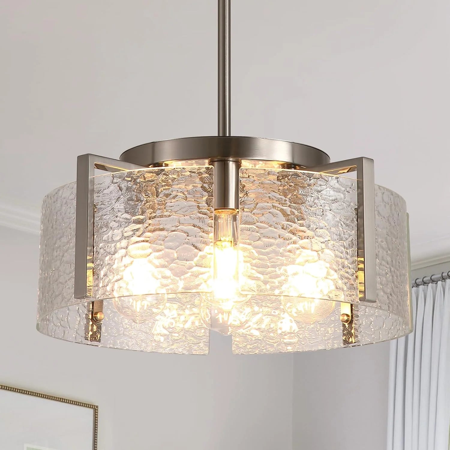 Discount Chandeliers for Dining Room Light Fixture, Adjustable Glass Modern Farmhouse Chandelier for Entryway - Image 9