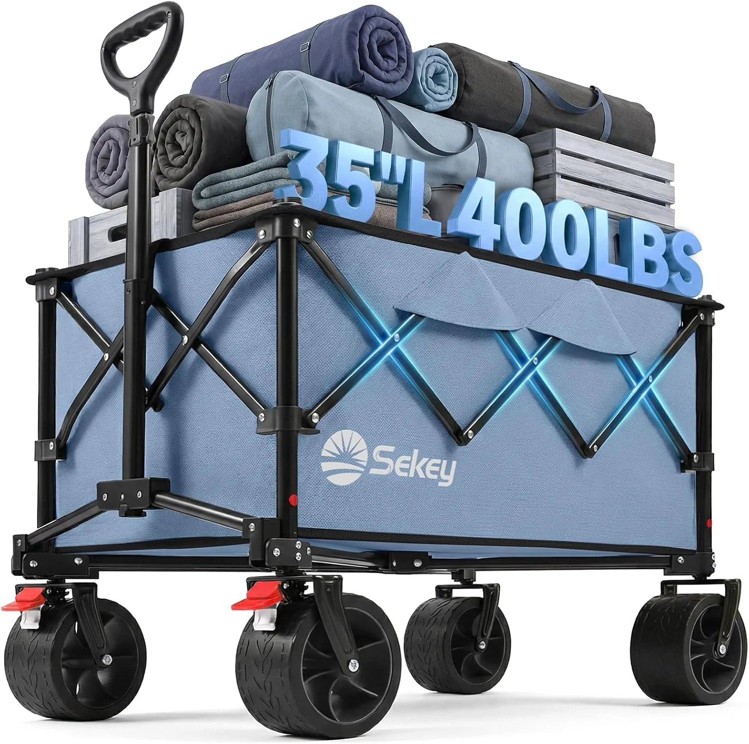 Discount 250L Wagons Carts Foldable with Big All-Terrian Beach Wheels, Collapsible Heavy Duty Wagon, Extra Large Folding Wagon - Image 4