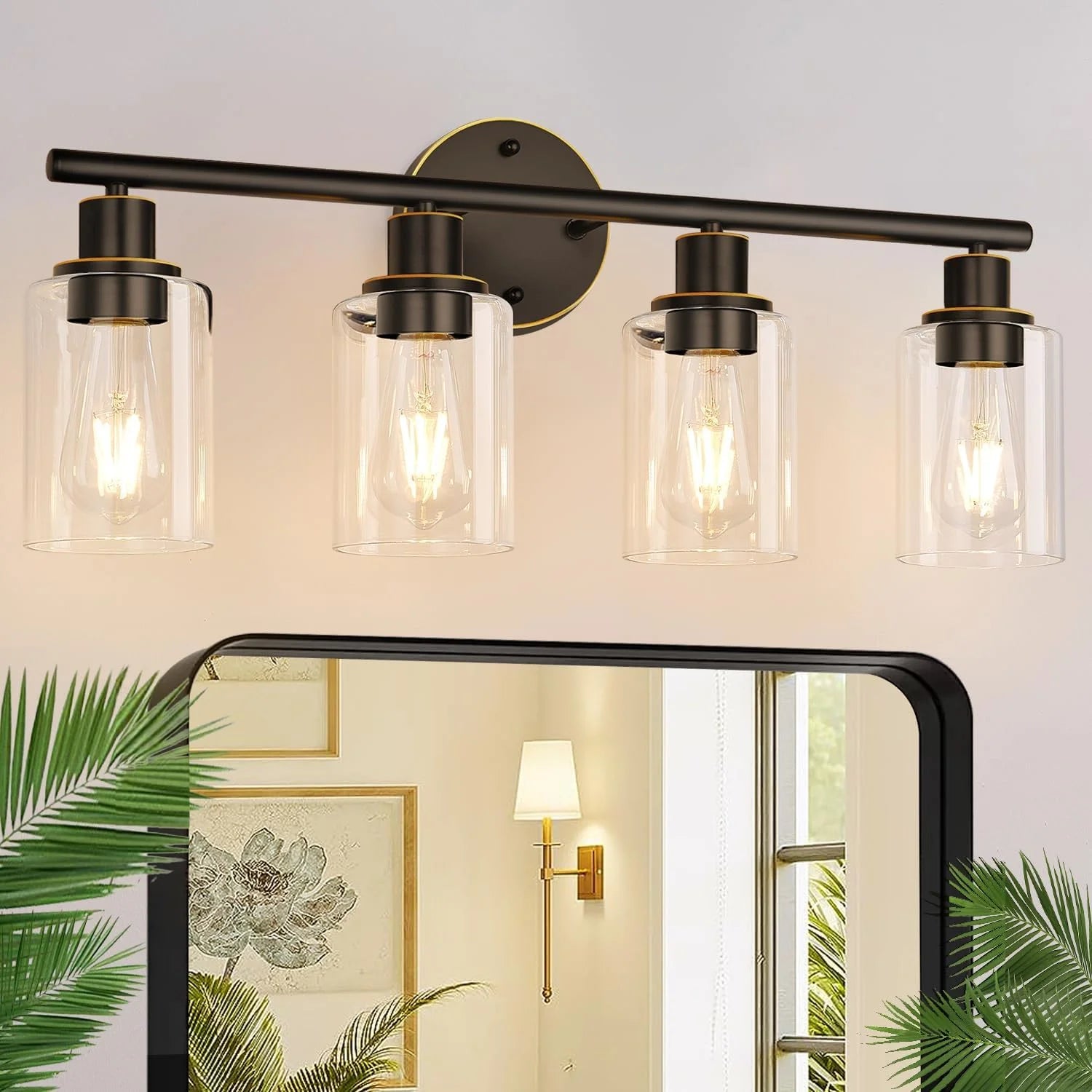 Discount Zarbitta 3-Light Bathroom Light Fixtures, 17.23 Black Modern Vanity Lights with Clear Glass Shade - Image 31