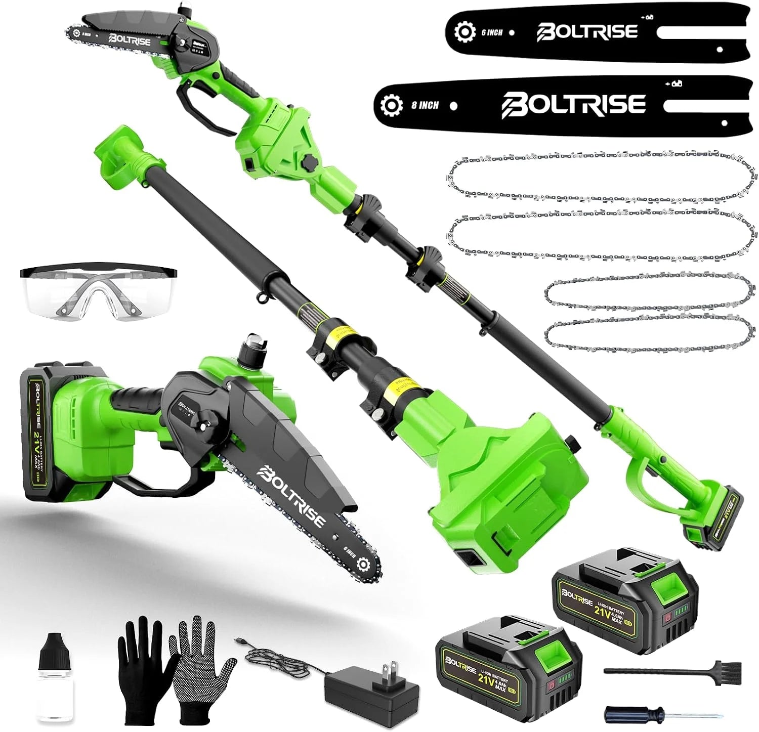 Discount 3-in-1 Electric Pole Saw, 8 Inch & 6 Inch Mini Chainsaw with Extension Pole - Image 3