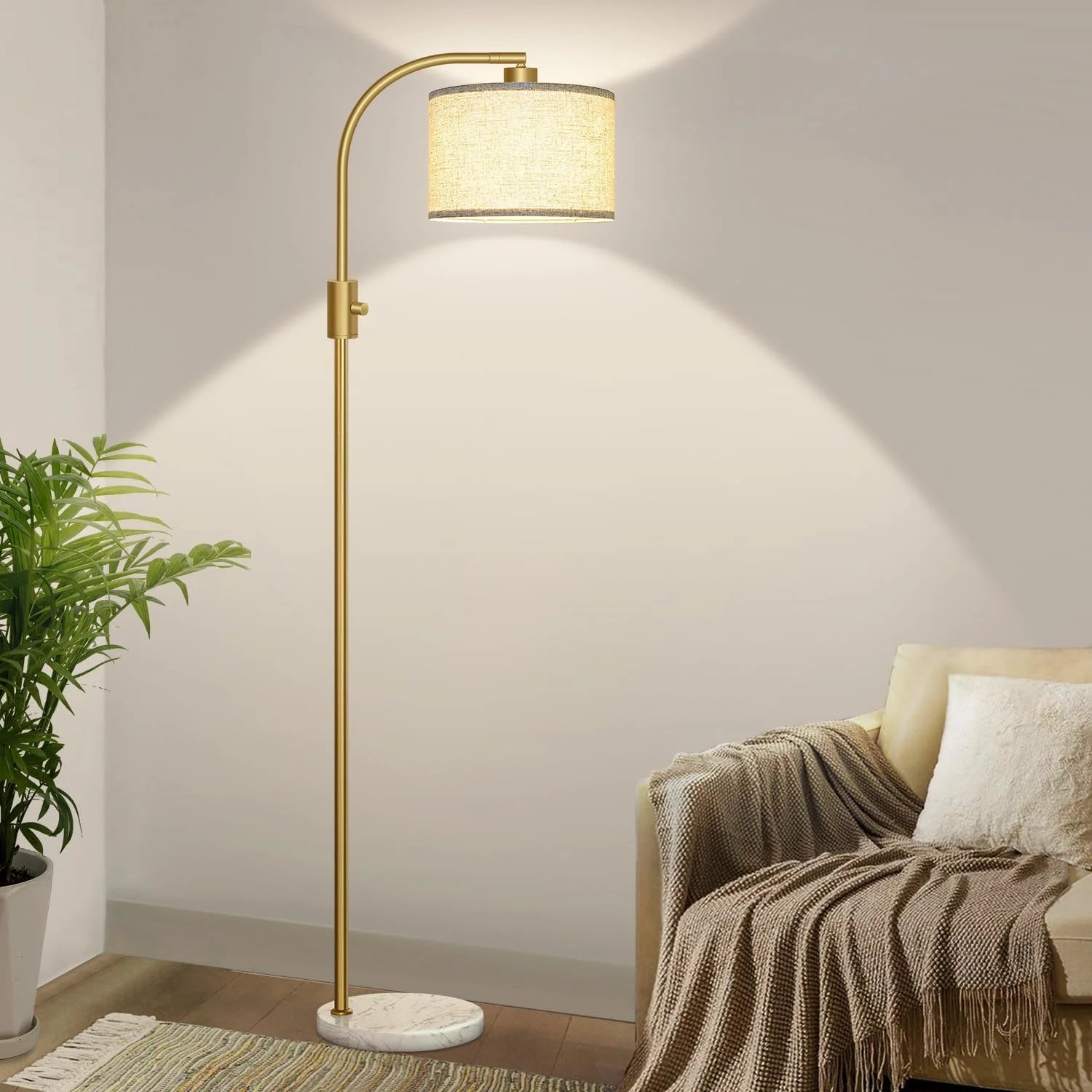 Discount Nintiue Upgraded Modern Arc Dimmable Tall Standing Floor Lamp with Linen Shade, Bulb Included - Image 7