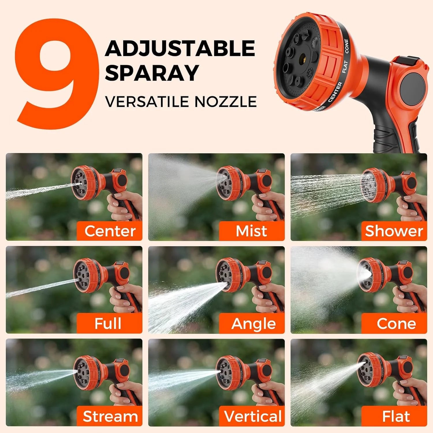Discount Retractable Garden Hose Reel 5/8 inch x 100 ft Wall-Mounted 9 Pattern Nozzle Any Length Lock Automatic Slow - Image 5