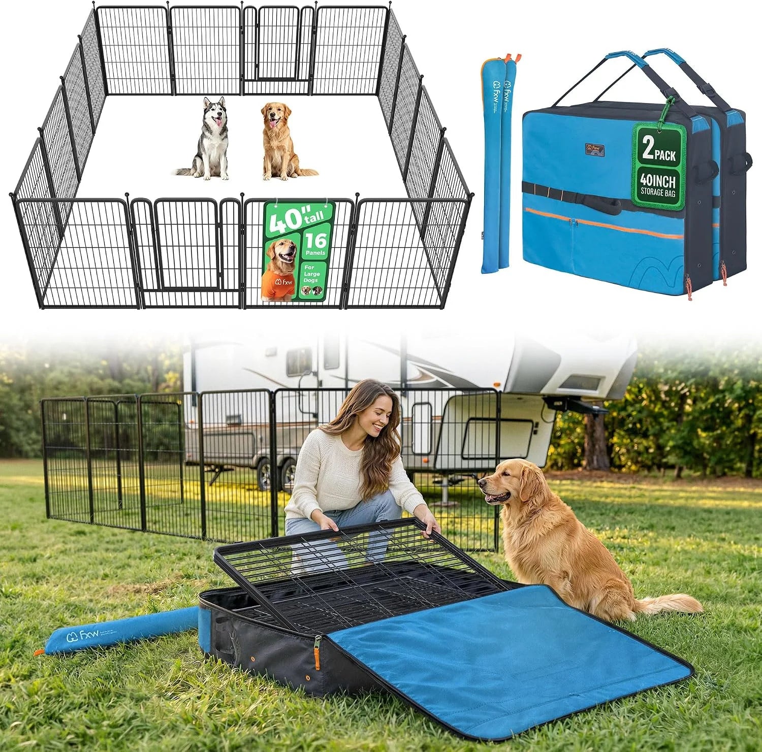 Discount Rollick Dog Playpen, Indoor, 24 H, 8 Panels - Image 49