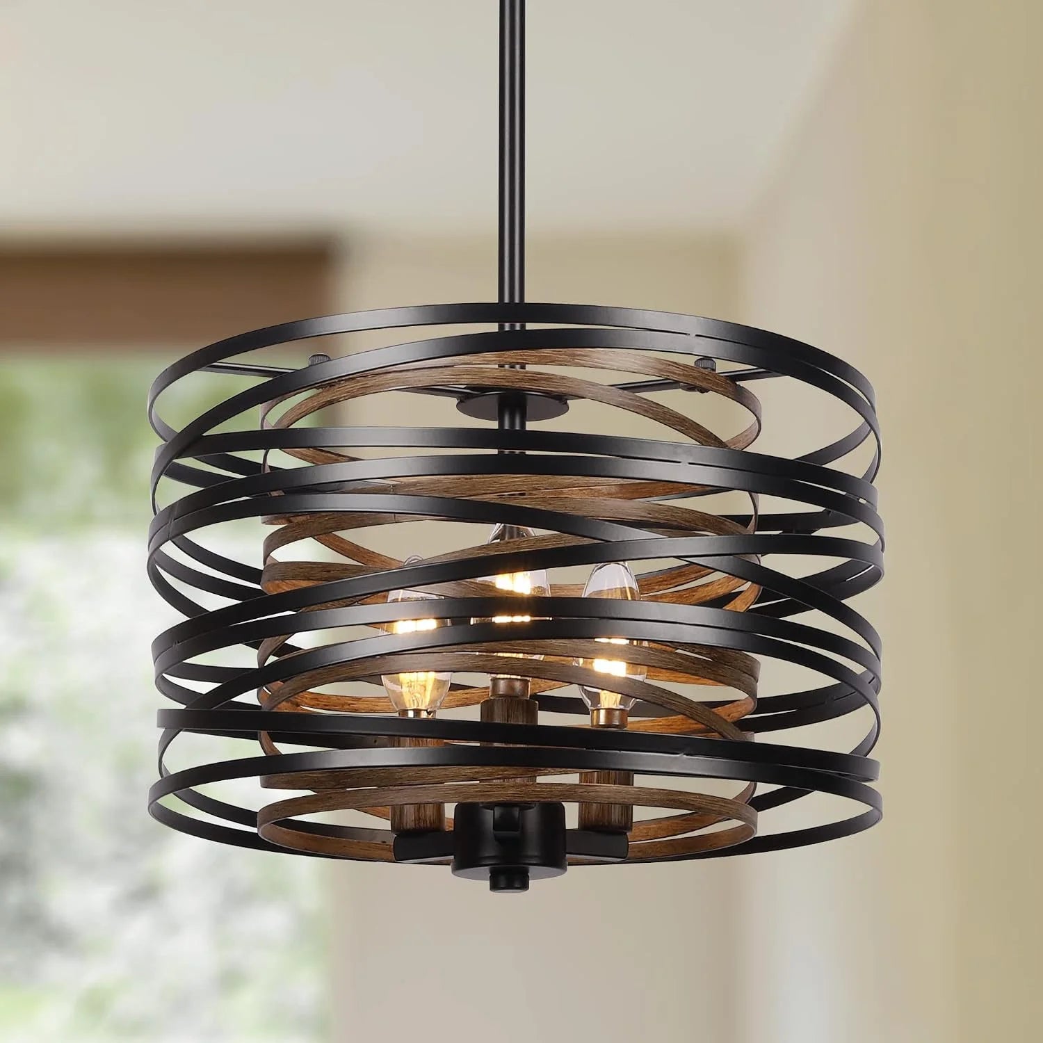 Discount 12.6” Farmhouse Chandeliers for Dining Room, 3-Light Industrial Metal Hanging Light Fixture - Image 4