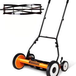 Discount 18-Inch Manual Lawn Mower, 5-Blade Push Reel, 9 Heights – For Lawn Care