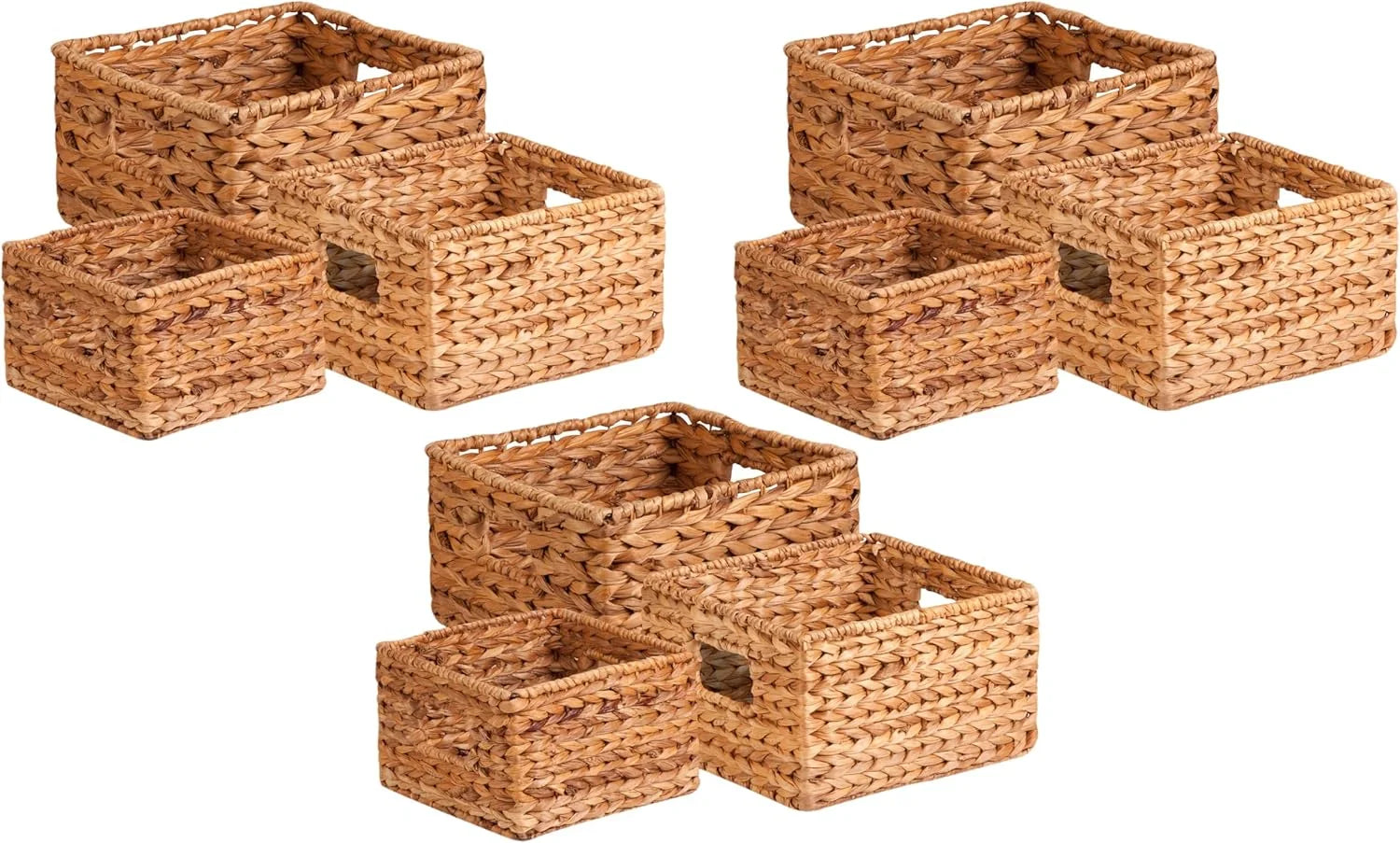 Discount Storage Baskets –Water Hyacinth Woven Basket, Decorative Baskets for Shelves, Basket for Gifts, Closet, Pantry