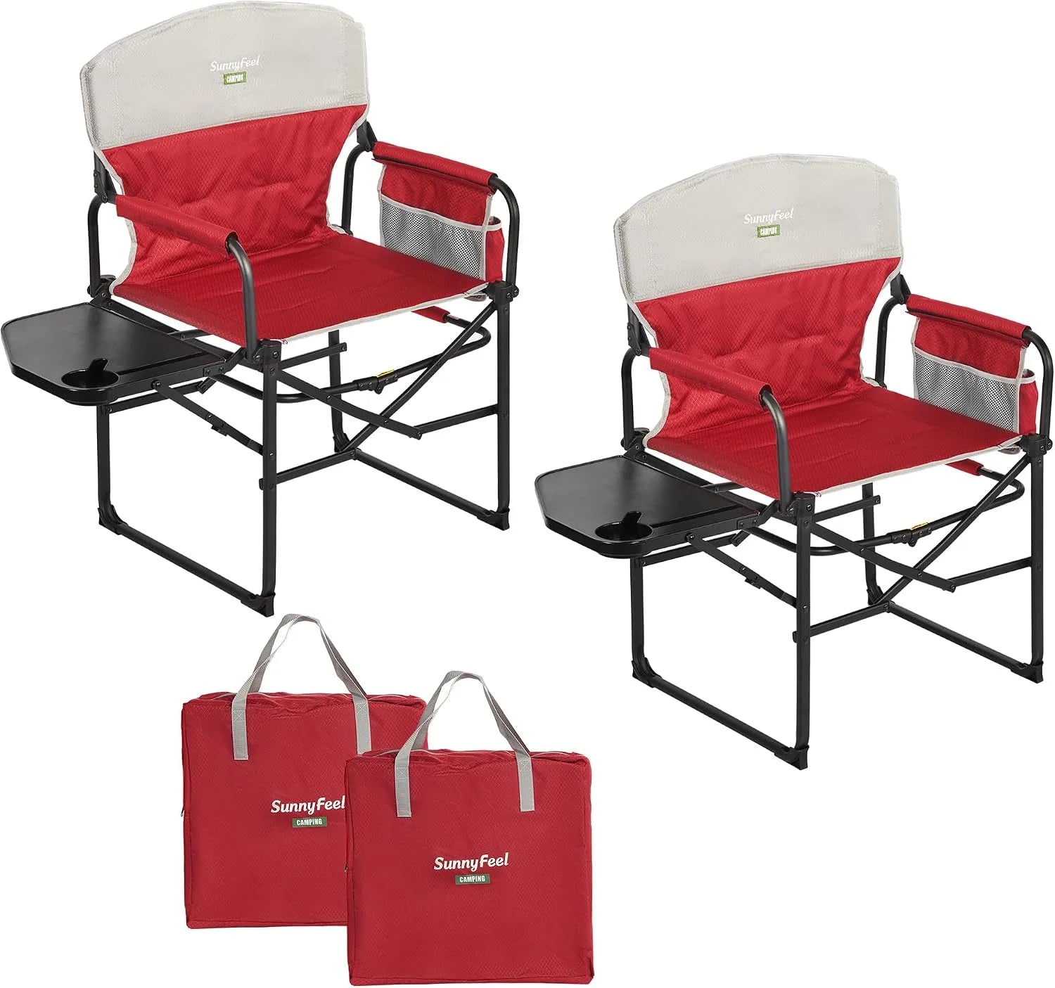 Discount SUNNYFEEL Camping Directors Chair, Heavy Duty, Oversized Portable Folding Chair with Side Table - Image 14