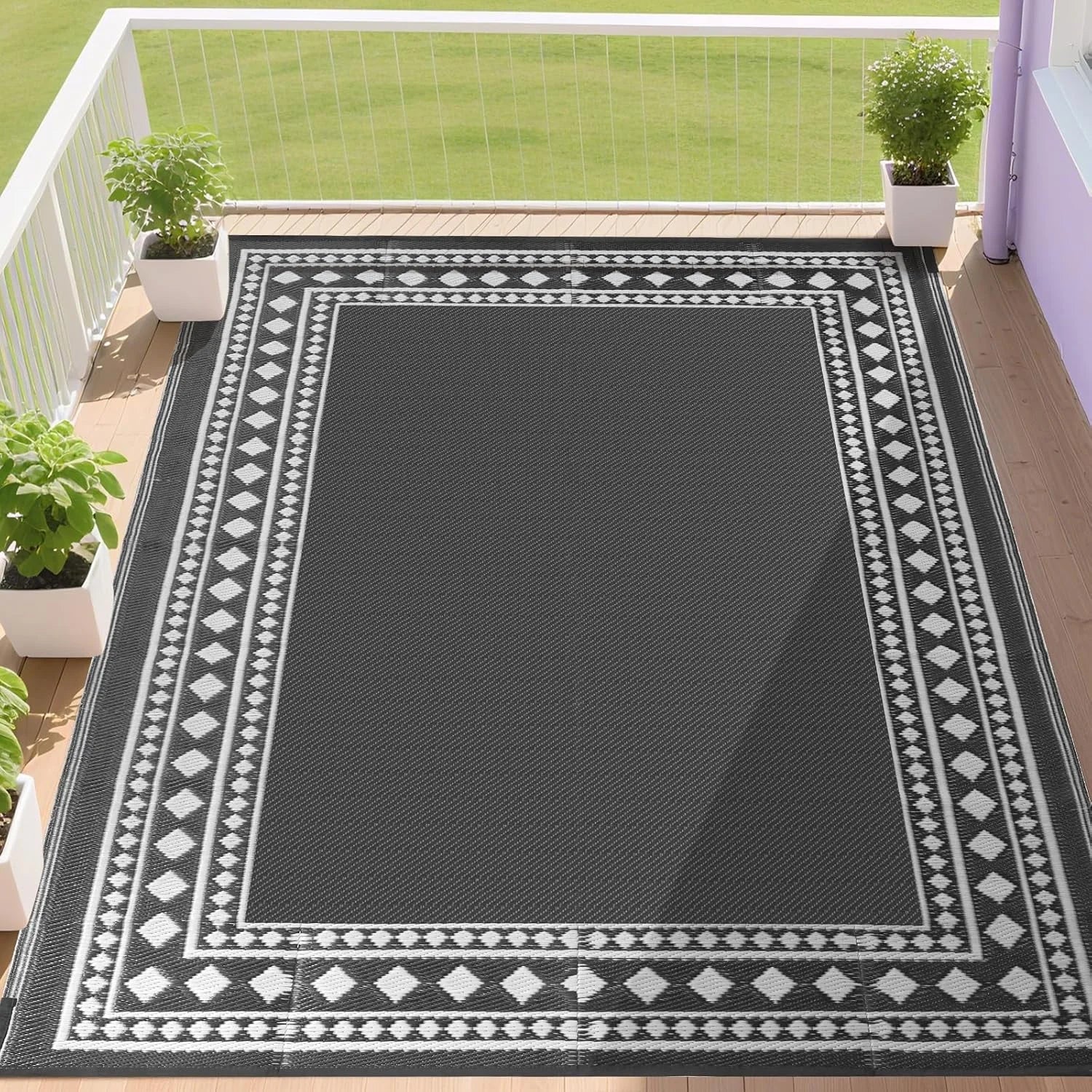 Discount RURALITY Outdoor Rugs 8"x10" Waterproof for Patios Clearance, Plastic Straw Mats for RV - Image 8