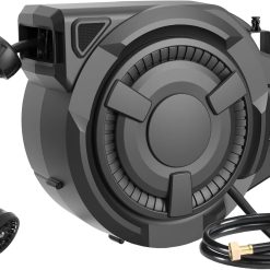 Discount wikiwiki Retractable Garden Hose Reel 1/2 in x 100 ft, Heavy Duty Wall Mounted Hose Reel with 10- Function Sprayer