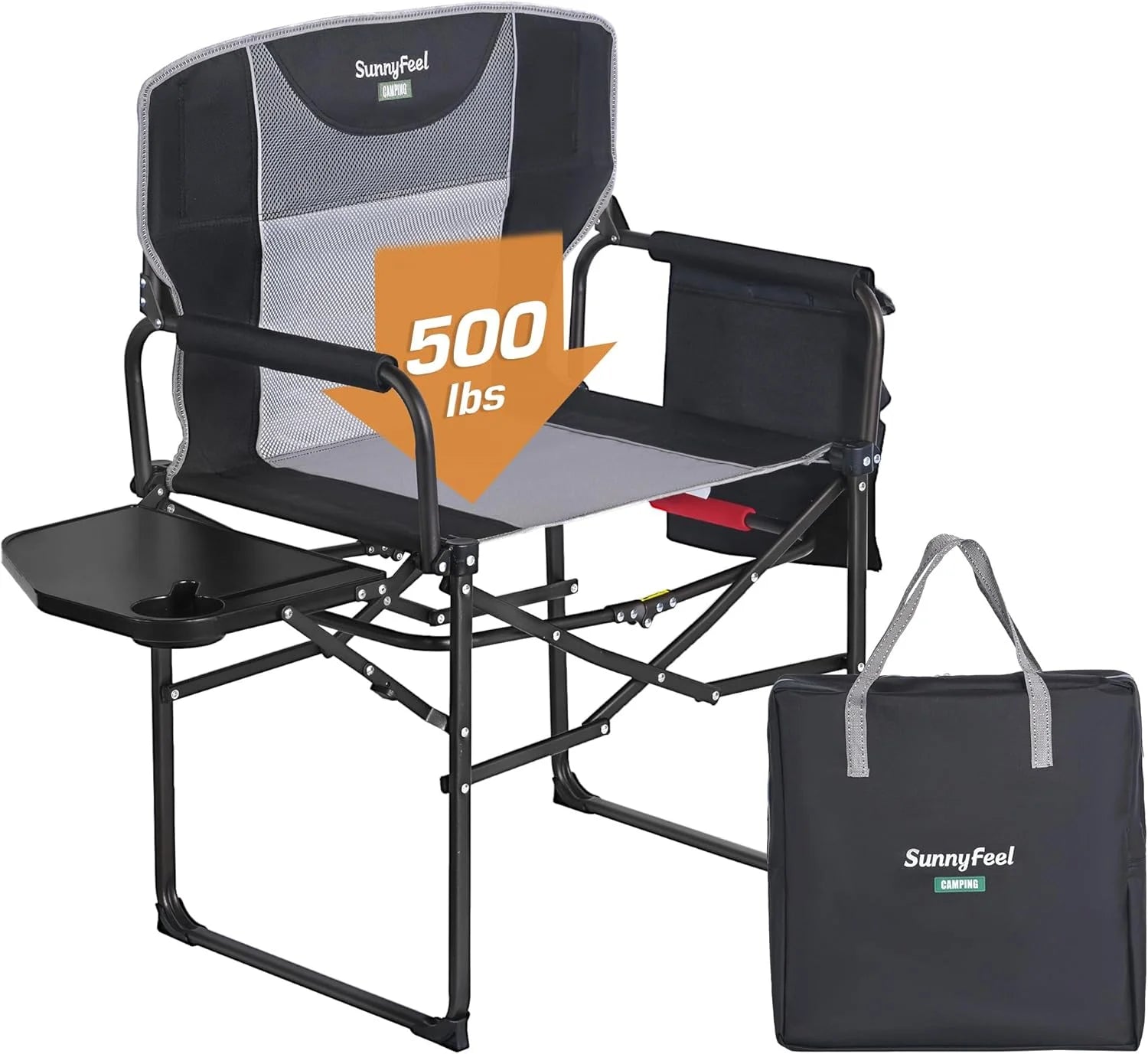 Discount SUNNYFEEL Camping Directors Chair, Heavy Duty, Oversized Portable Folding Chair with Side Table - Image 5
