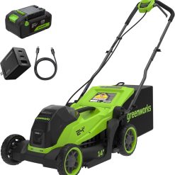 Alternative view of Discount 24V 13 in Push Lawn Mower, 4.0 Ah Battery and Charger – For Lawn Care