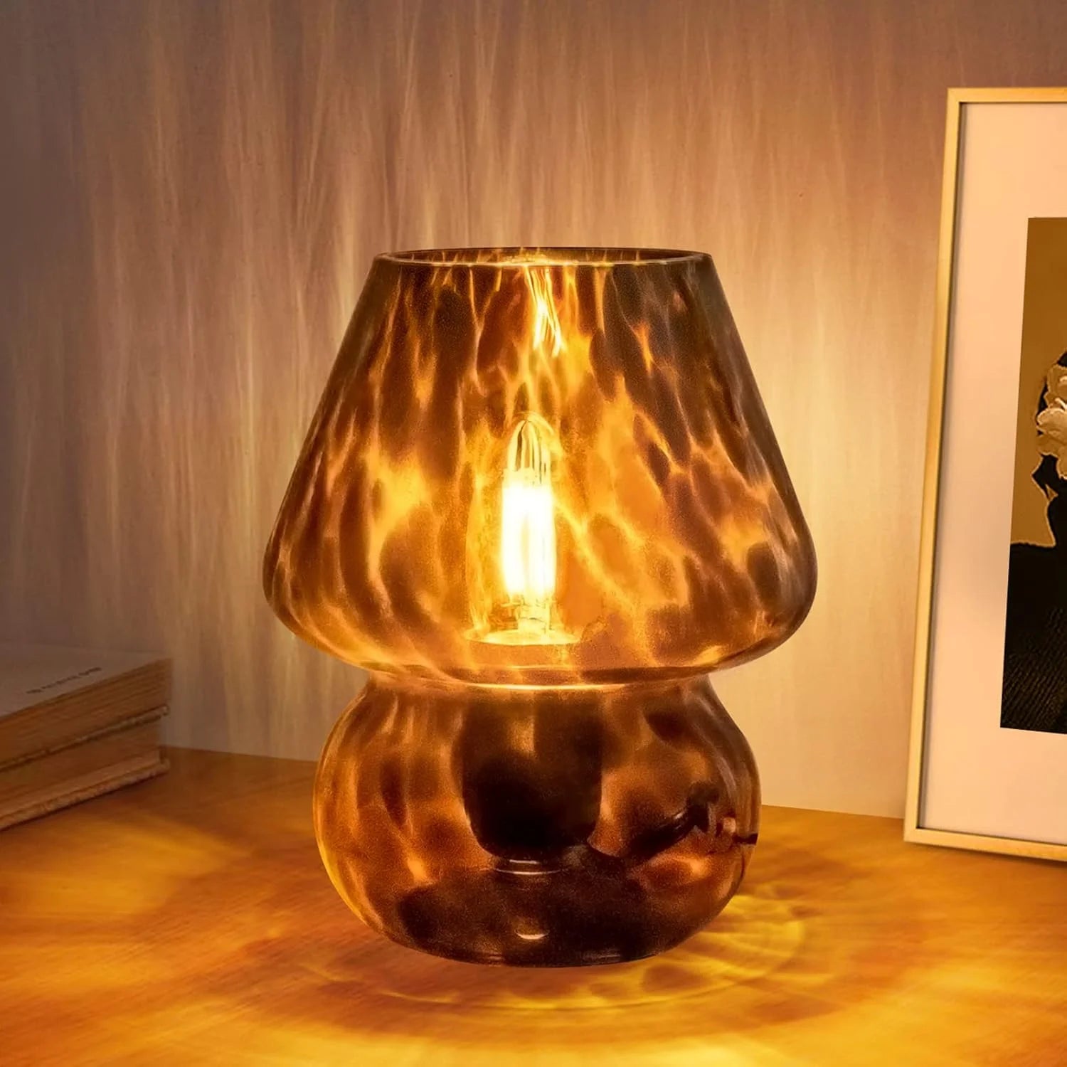 Discount ONEWISH Mushroom Lamp Small Vintage Table Lamp for Bedroom Nightstand, Dimmable - Image 2