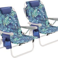 Alternative view of Discount Low Beach Chair 2 Pack, 5-Position Lay Flat Reclining, Backpack Portable Folding Chairs with Cooler Bag & Cup