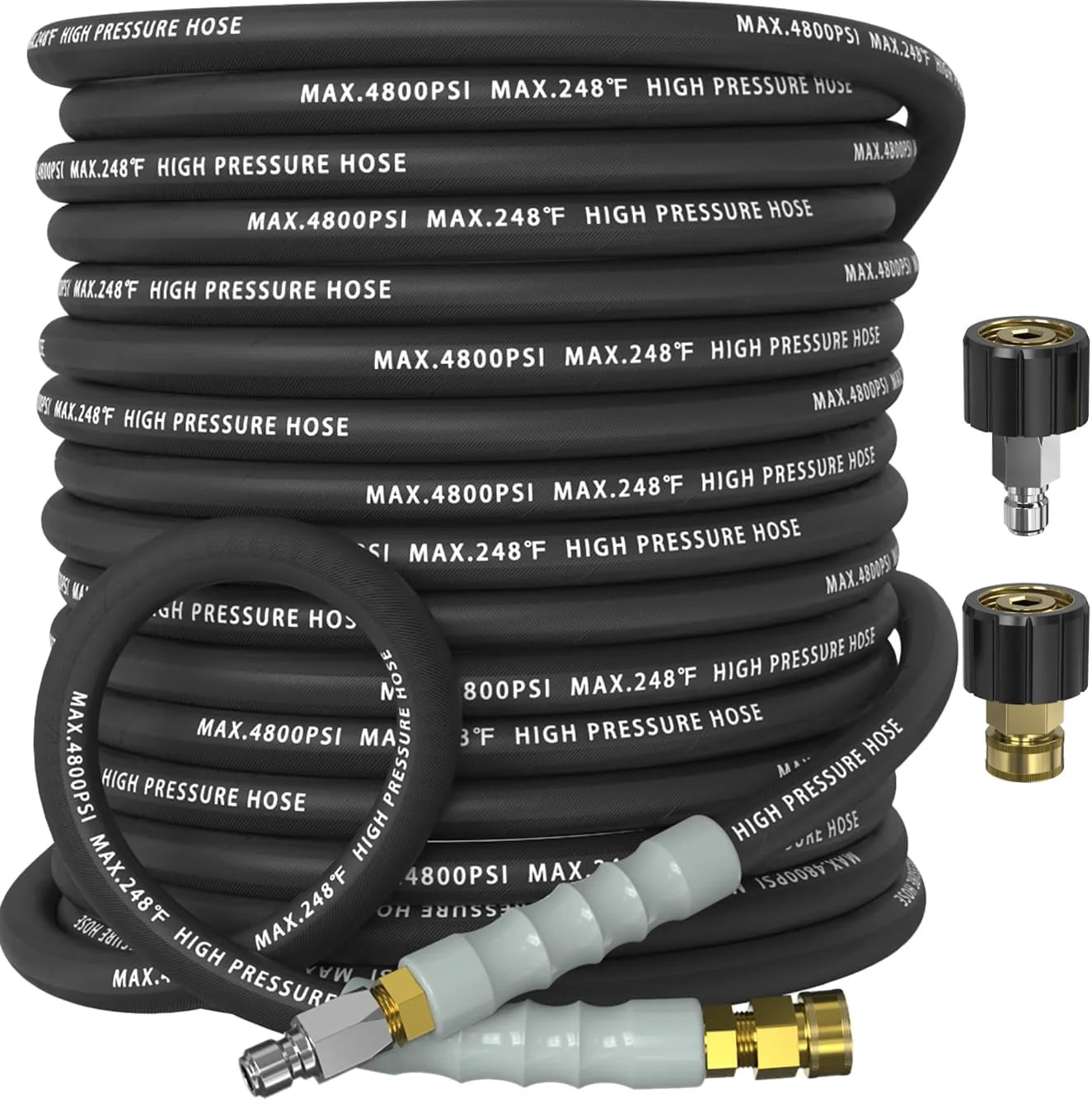 Discount 3/8 Pressure Washer Hose 50FT 4800 PSI, Kink Resistant Steel Braided Layer & NonMarking Rubber for Hot/Cold