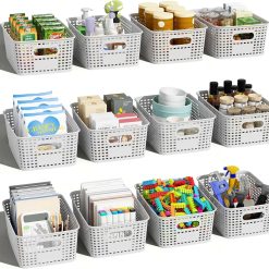Alternative view of Discount Plastic Storage Basket for Organizing 12 Pack Small Storage Bins Container for Shelves, White Shelf Baskets
