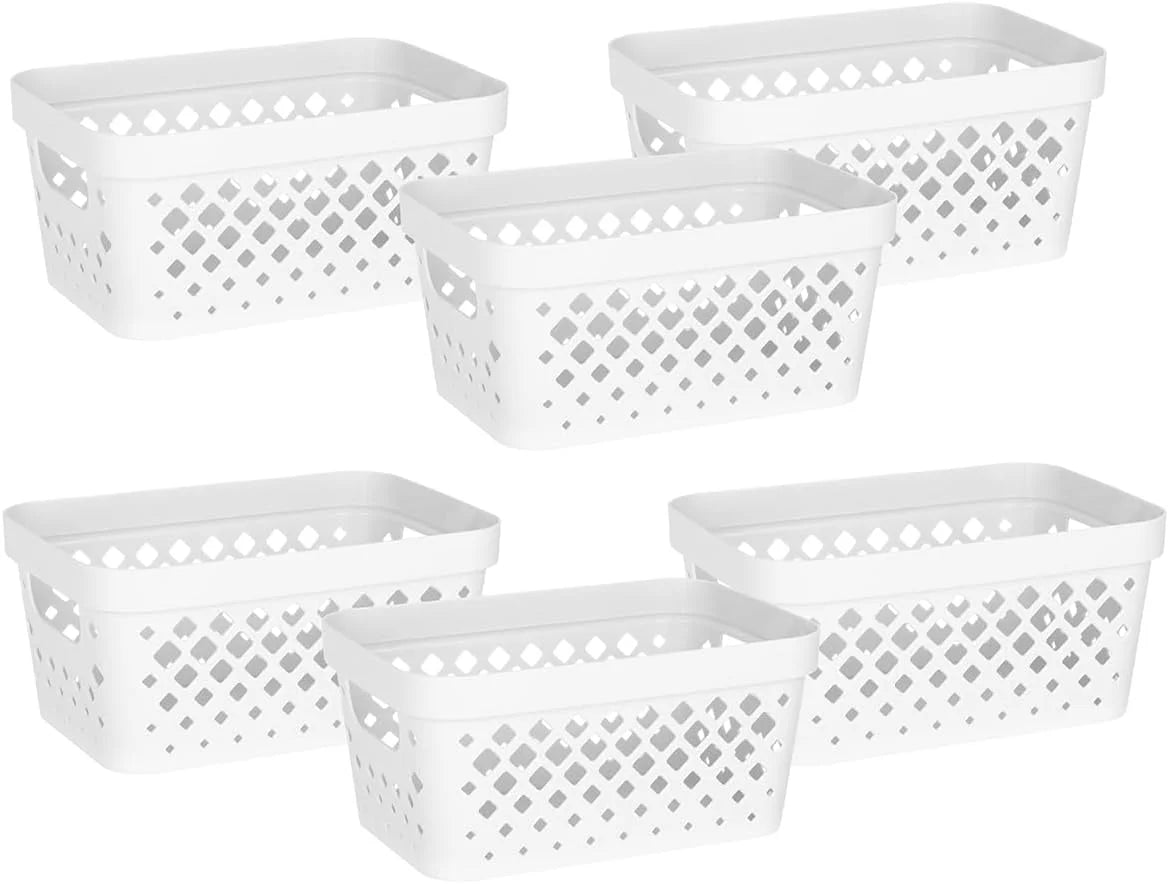 Discount Plastic Baskets for Organizing, Set of 6, Pantry Storage for Under Counter, Linen Closet, and Bathroom, Nesting - Image 7