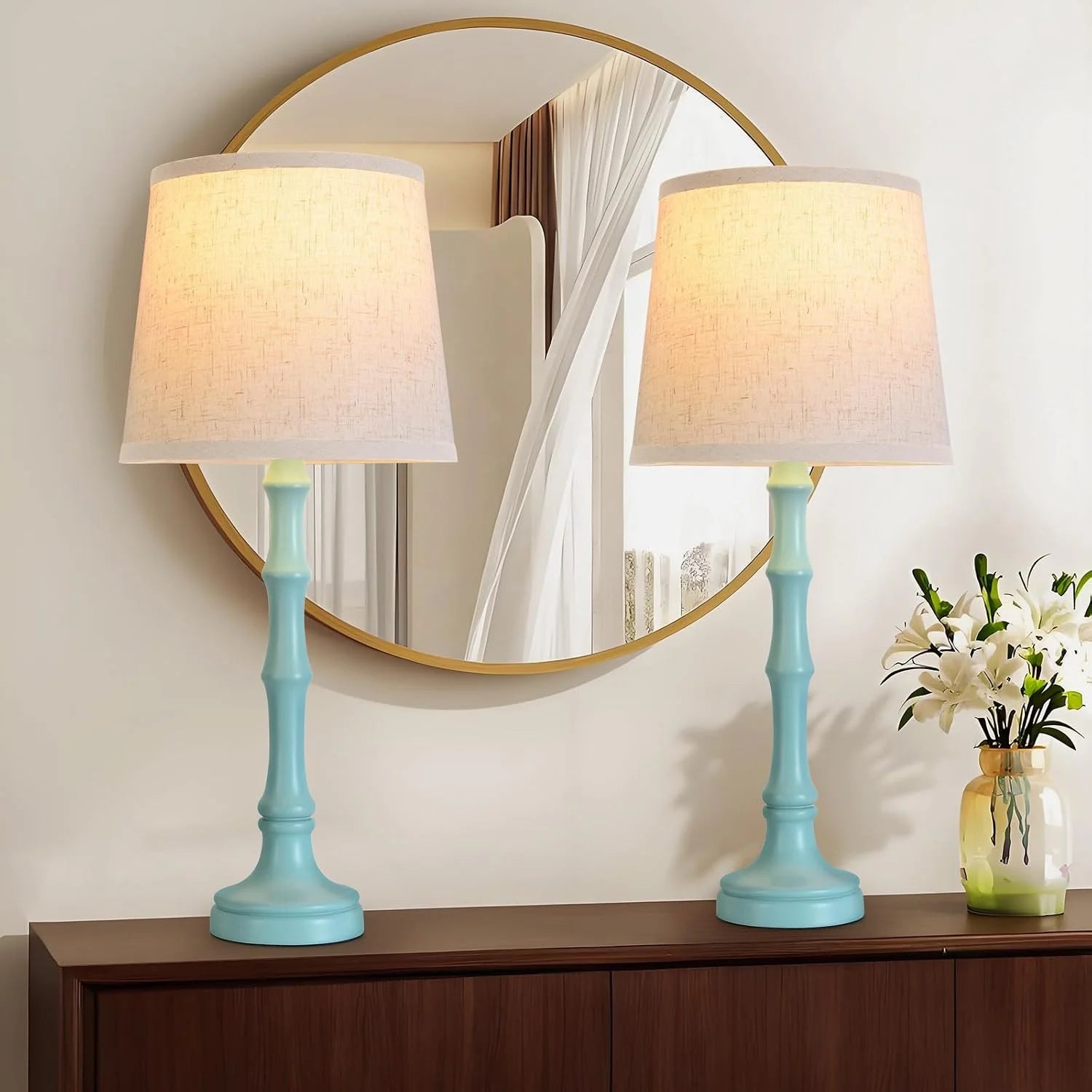 Discount Modern Farmhouse Table Lamp Bedside Reading Lamps Living Room End Tables Set Lamps for Night Stands Bedroom - Image 11