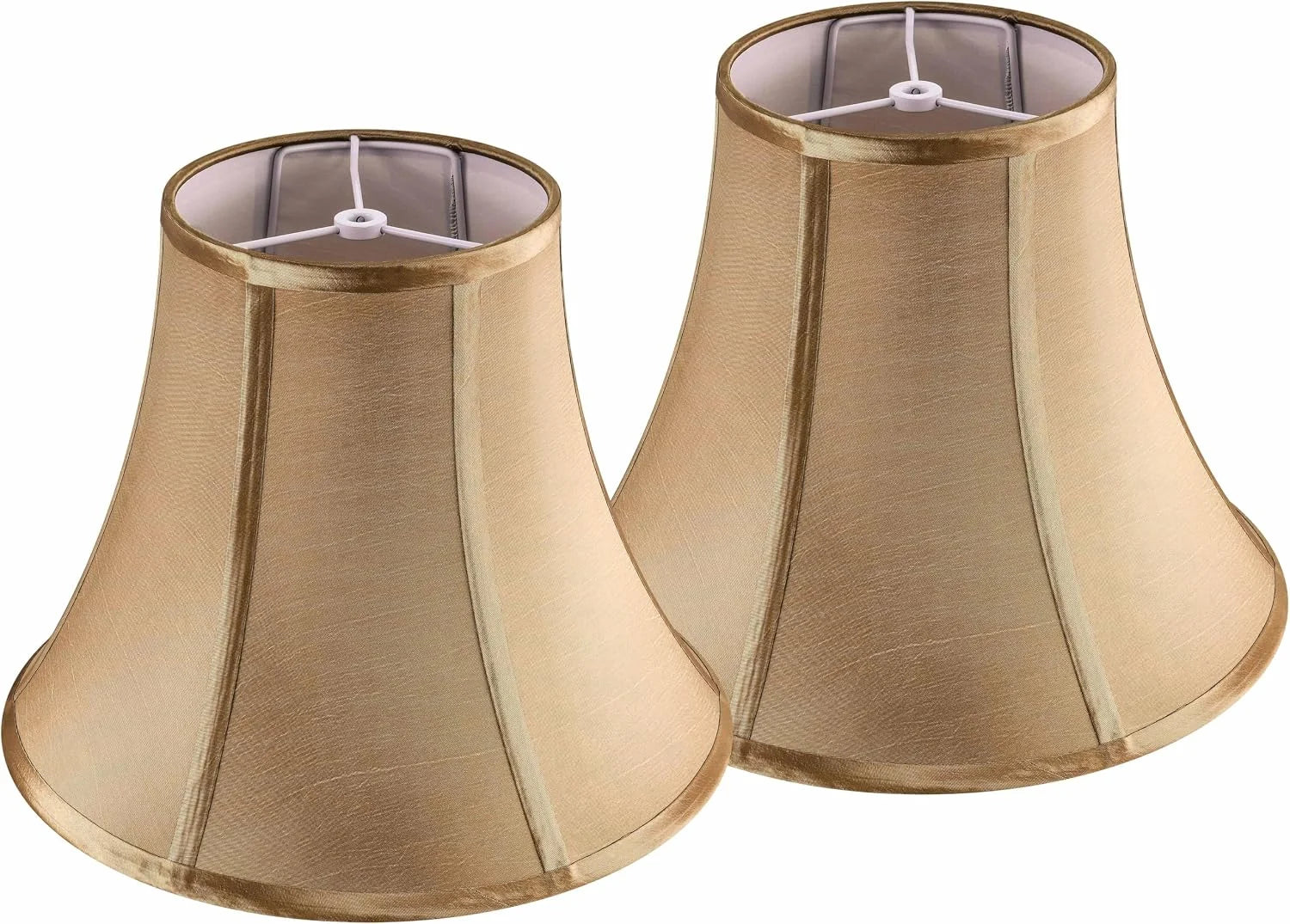 Discount White Bell Lamp Shades Set of 2 Medium Shade 6.7“Top x 13“Bottom x 10“High(Spider) Traditional Lampshade - Image 4