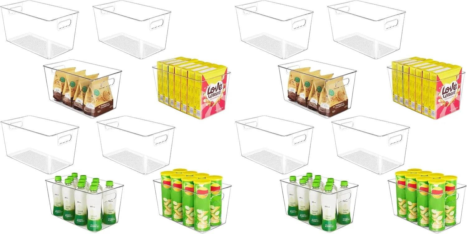 Discount 6 Pack Clear Storage Bins, Pantry Organizer Bins with Handle, Large, BPA-free Plastic Bins, Pantry Storage - Image 3