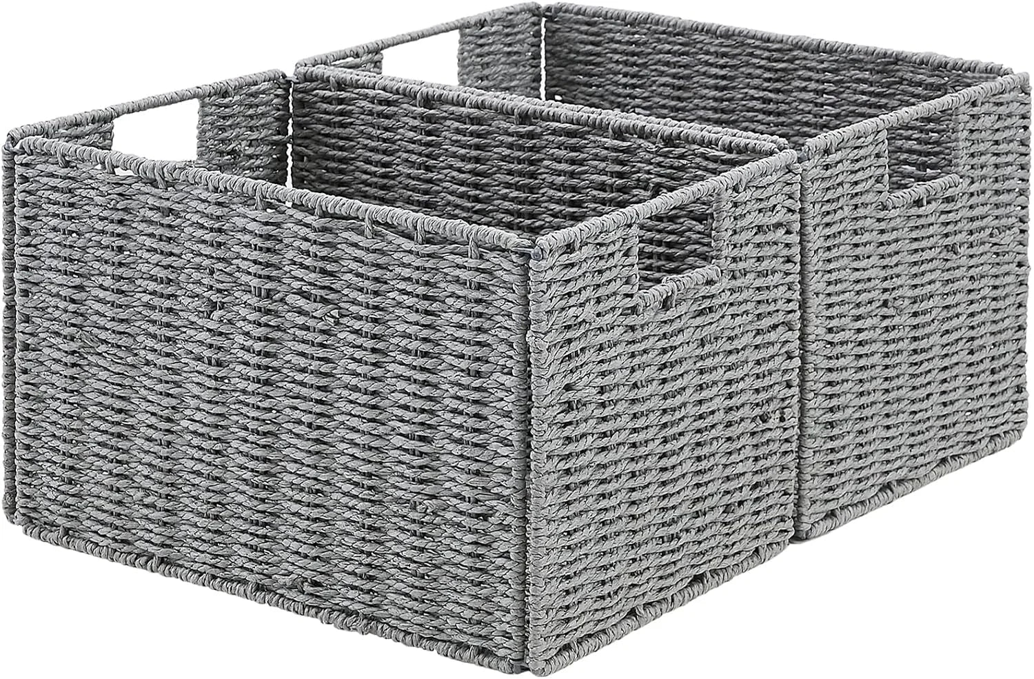 Discount Wicker Storage Basket, Set of 2 Hand-Woven Paper Rope Wicker Basket, Small Storage Baskets for Organizing Toilet
