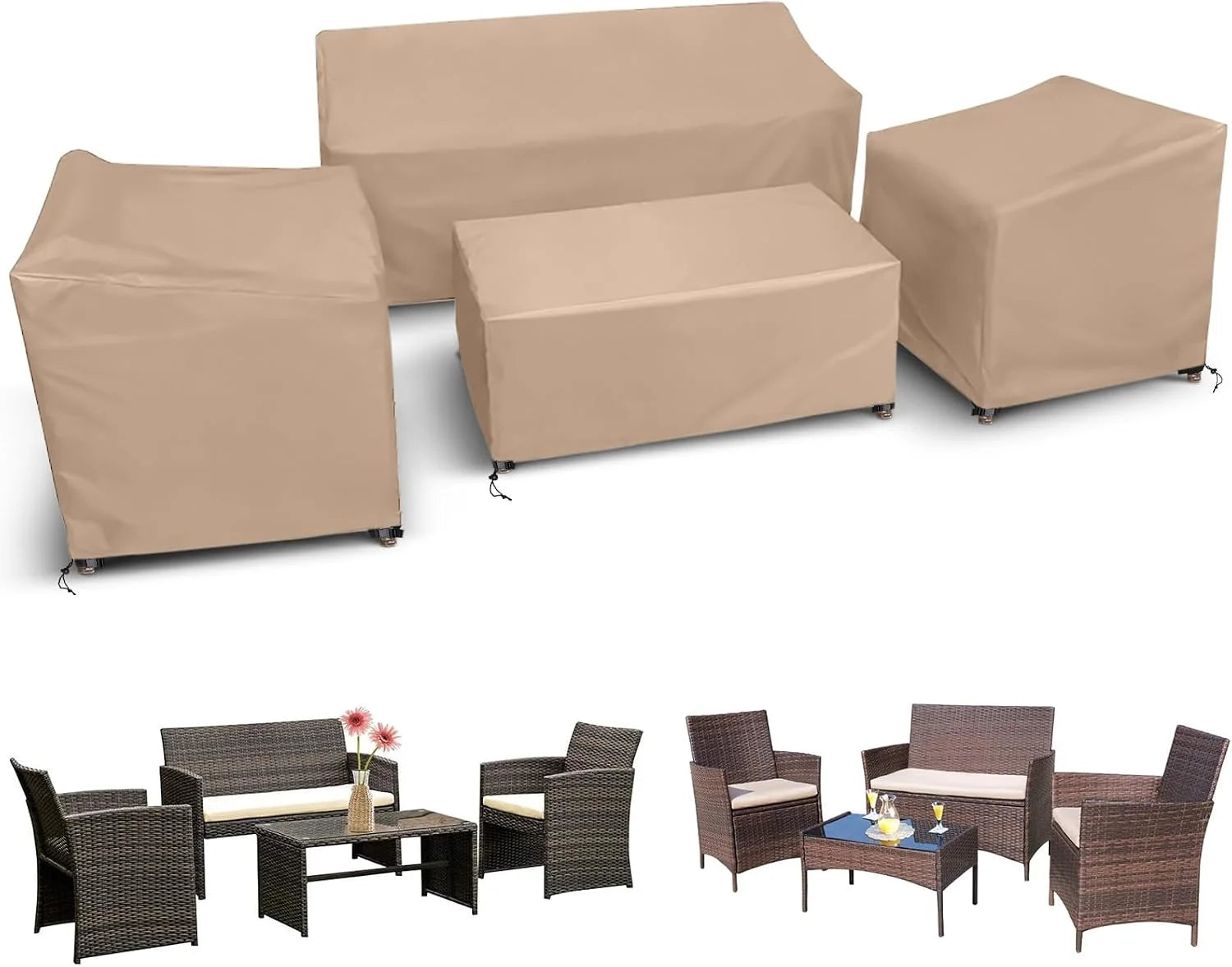 Discount STARTWO Outdoor Furniture Cover Waterproof 4 Piece, Black, Regular, 420D - Image 4